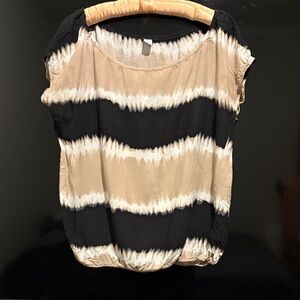 Old Navy Black and Tan Striped Blouse